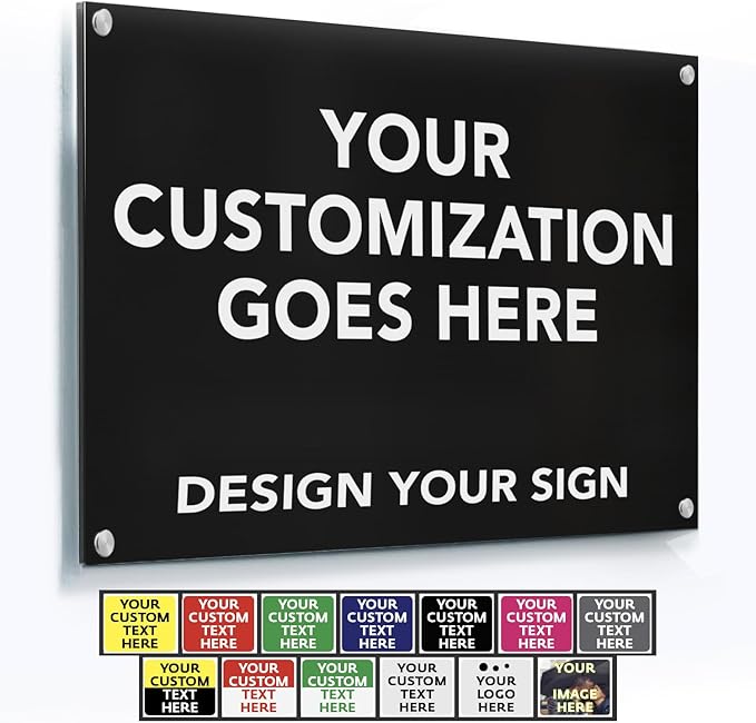 Custom Outdoor Metal & Aluminum Signs, Personalized Business Safety Signs, Waterproof White Aluminum (Black, 24x18 In)