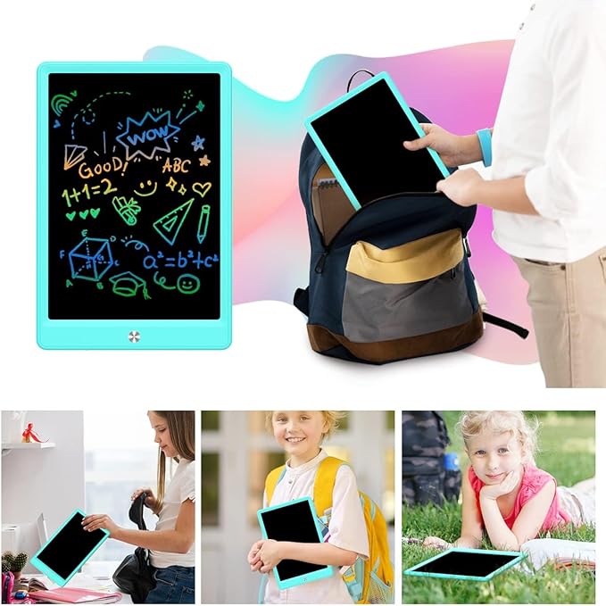 BUKEBU LCD Writing Tablet Doodle Board, Colorful Drawing Pad, Electronic Drawing Tablet, Drawing Pads,Travel Gifts for Kids Ages 3 4 5 6 7 8 Year Old Girls Boys (10.5 inch, Blue&Blue)
