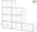 Freebat Closet Organizers and Storage, Acrylic Clear Plastic Storage Bins with Magnetic Door, 8 Pack Storage Containers for Clothes Home Organization Purse Bag Cabinet Display Closet Organizer System