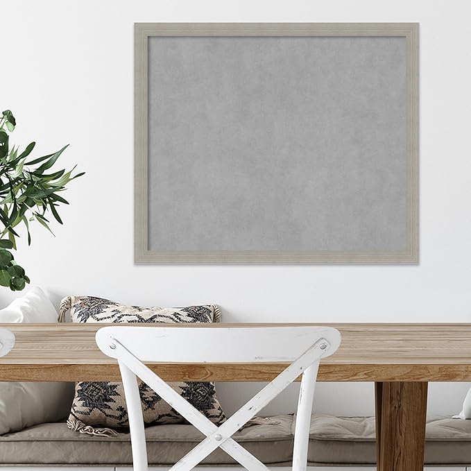 Amanti Art Grey Framed Magnetic Board 22x26 Medium Vision Board for use with Magnets, 100% Metal Sheet to Display Items as Office Decor or for Home Organization in mudroom, Kitchen or Kids Room