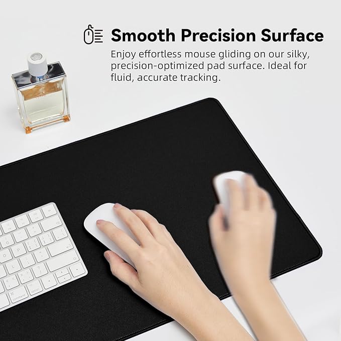 Reniteco Large Gaming Mouse Pad with Durable Stitched Edges, Non-Slip Rubber Base, Big Computer Keyboard Mouse Mat Desk Pad for Home Office Gaming Work, 31.5''x11.8''x0.12'', Black