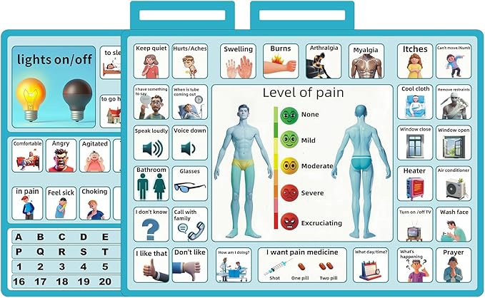 2 Pcs 15''x 11''Nonverbal Communication Board,for Patient、Stroke Therapy Equipment for Adults、AAC Device for Autism、Communication Device for Nonverbal People