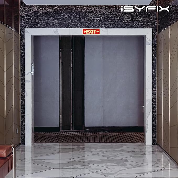 iSYFIX Exit Signs with Directional Right & Left Arrow, Glow in the Dark, Photoluminescent Aluminum 12x4 Inch - 6 Pack, Laminated for UV & Weather Resistance, Ideal for Offices, Schools, Theaters & More