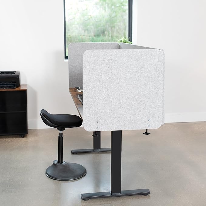 VIVO Clamp-on/Screw-on 24 x 24 inch Privacy Panel, Sound Absorbing Cubicle Desk Divider, Acoustic Partition, Gray, PP-1-V024G