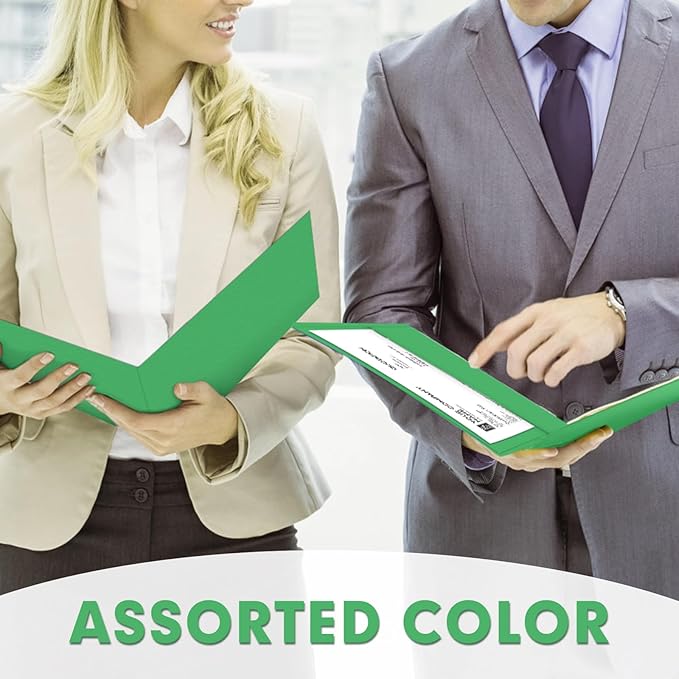 Two Pocket Folders, PANDRI 30 Pack 2 Pocket Folders, Letter Size Paper File Folder for School Office Home Business, Green
