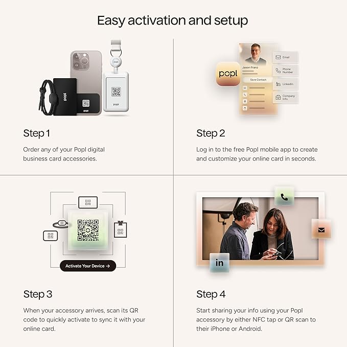 Popl Smart NFC Business Card - Sleek Modern Digital Business Card w/Instant App-Free Sharing - Customizable NFC Cards Compatible w/iPhone & Android (Prism)