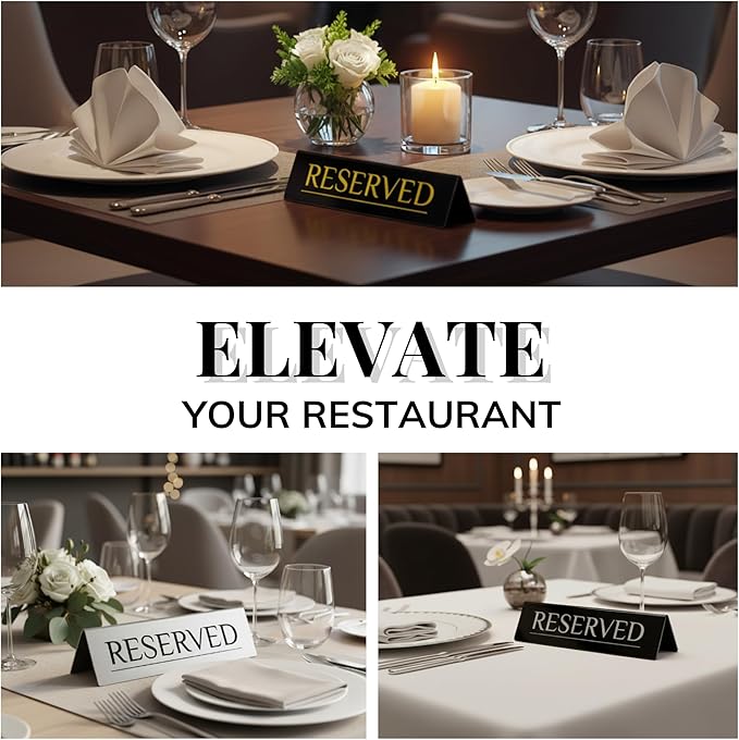 6 Reserved Table Signs – Silver Stainless Steel | Elegant, Durable & Reusable Reserved Signs for Wedding Receptions & Restaurants | Wedding Accessories & Restaurant Supplies by Adaptic Group®