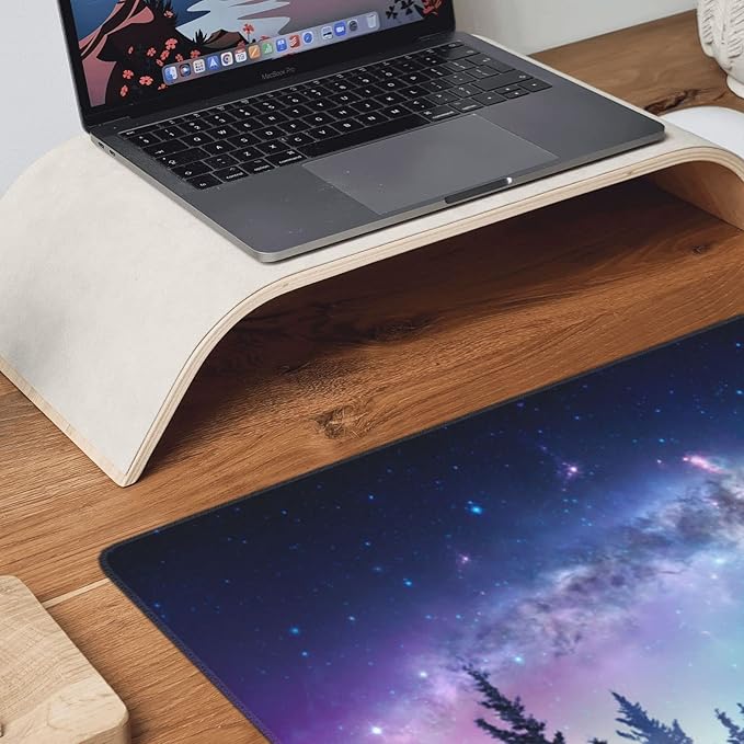 CANFLASHION Gaming Mouse Pad,Large Mouse Pads for Desk,Non-Slip Rubber Base Extended Mousepad,XXL Keyboard Mouse Mat,Computer Keyboard Desk Pad with Stitched Edges,35.4x15.8inch,Clear Stary Night