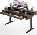 ONBRILL Standing Desk with Drawers, 55x23.6 Inch Electric Stand Up Desk with Storage Shelf and Memory Controller, Sit Stand Desk Adjustable Height from 28-46 Inches for Computer Workstation, Black