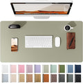 YSAGi Leather Desk Pad Protector, Office Desk Mat, Large Mouse Pad, Non-Slip PU Leather Desk Blotter, Laptop Desk Pad, Waterproof Desk Writing Pad for Office and Home (Olive Beige, 31.5" x 15.8")