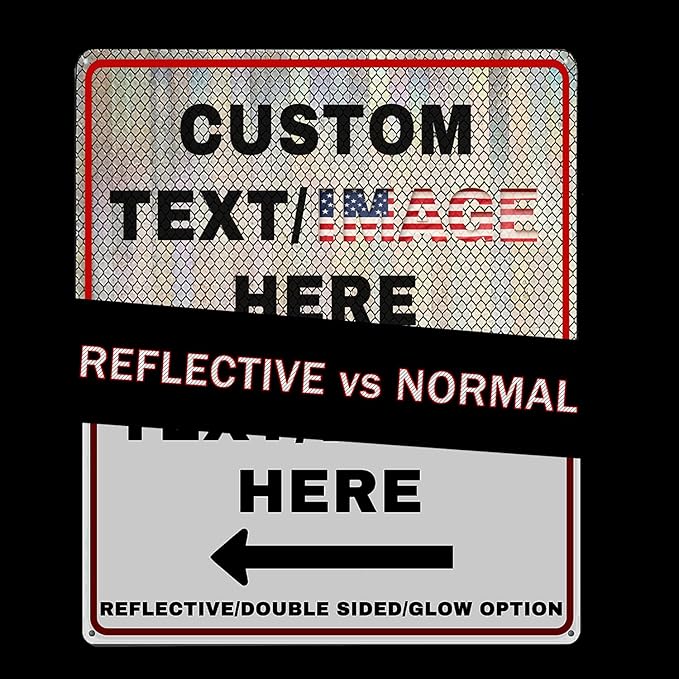 Custom Directional Arrow Sign Large, 20''x15'' Glow in the Dark/Reflective Option, Personalized Metal Address Plaque, Customize for Business Logo, Office, Home, Yard, Outdoor