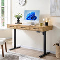 wow97e Electric Standing Desk with 3 Storage Drawers, 55x22 Inch Adjustable Height Office Computer Desk w/One-Piece Desktop & Power Outlets,Sit to Stand Up,Gaming Table for Study and Home, Natural Oak
