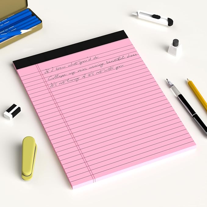 AILZFEI Legal Pads 8.5 x 11 Wide Ruled - Note Pads 30 Sheets/Pad - 20lb Colored Notepad Paper - Perforated Notepad with Sturdy Back - Pink, Purple, Yellow, Green, Blue, White