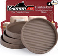Furniture Coasters - 4 Pcs 4”Round Furniture Caster Cups - Non Slip Pads Hardwoods Floors Non Skid Furniture Grippers Rubber Furniture Feet Anti Slide Floor Protector for Bed Couch Stoppers Brown
