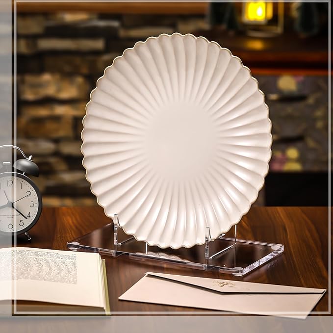 Jetec Acrylic Book Stand Clear Easel Stand for Display Acrylic Plate Postcard Picture Display Holder for Picture Book Decorative Plate Platter Photo(8 x 5 x 8 Inch)