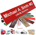 Engraved Door Signs for Office Personalized Red Plastic Door Plaque White Letters - Made in USA 2x8 B7