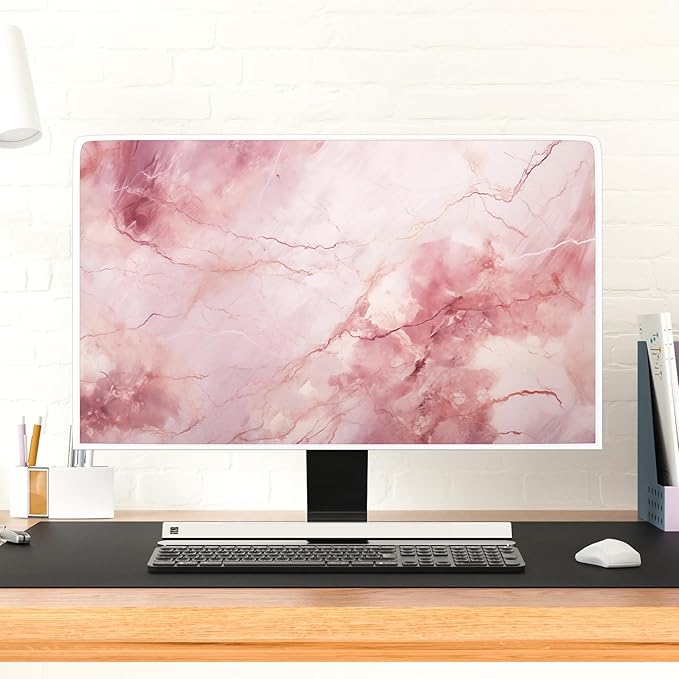 Baocicco Fashion Pink Marble Waterproof Television Cover 45, 46, 47, 48 Inch Full Body Covers for Television Screen Panel Case Computer Sleeve Compatible with PC, Desktop and TV LED LCD OLED