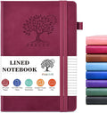 PERCUN Lined Journal Notebook for Men & Women, 160 Pages College Ruled Journal for Writing, A5 Hardcover Leather Notebooks for Work, School, Business, Travel, Daily Diary 5.9" x 8.5" (Burgundy)