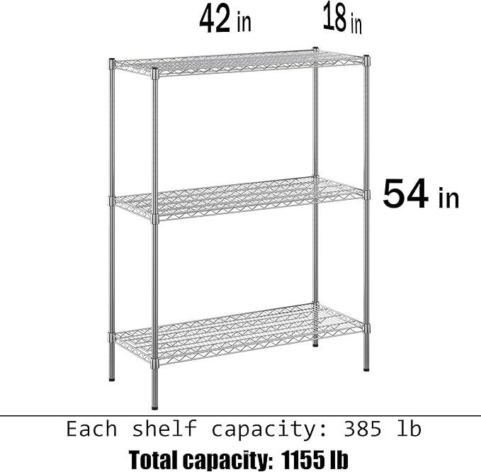 Regal Altair 18" Deep x 42" Wide x 54" Height Wire Shelving Kit | 3-Tier | NSF Commercial Storage Rack Unit