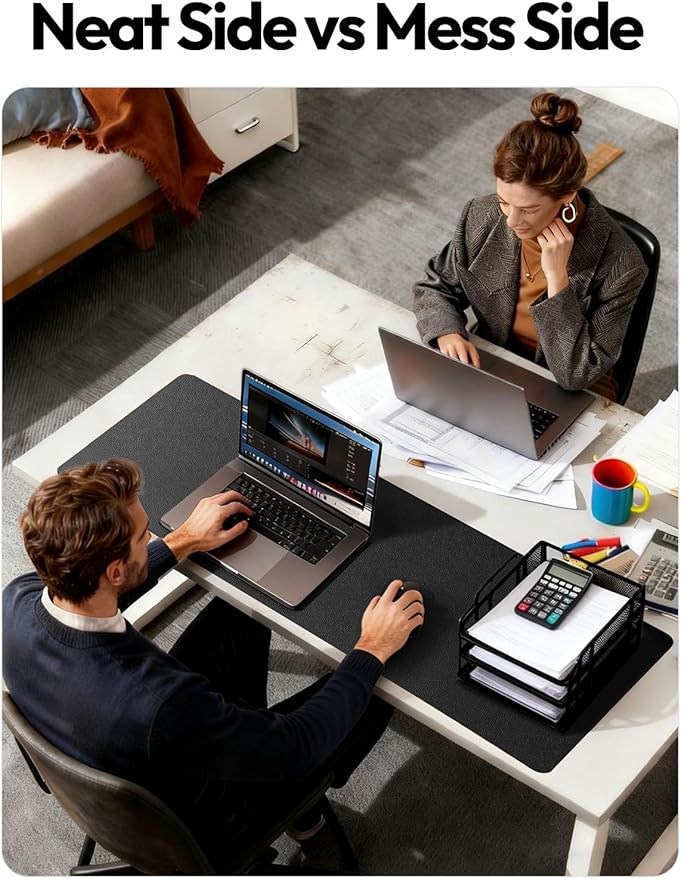 YSAGi Leather Desk Protector, Non-Slip Large Mouse Pad, Waterproof PU Laptop Mat Table Pad for Office and Home (90 x 43 cm, Black)