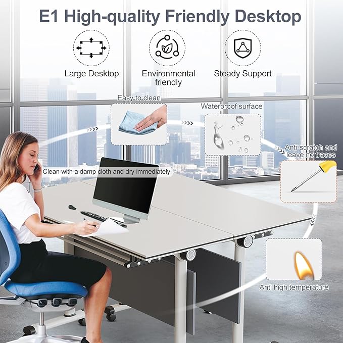 czxhaery Conference Table,Folding Conference Table,Flip Top Mobile Folding Office Conference Room Tables(2Pack120*60 * 75cm)
