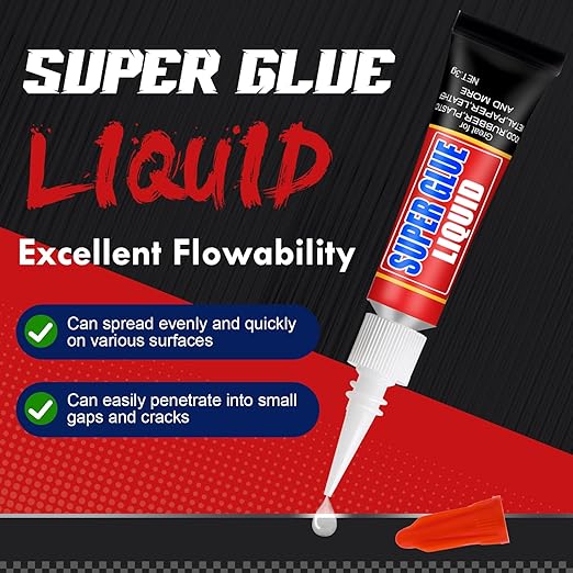 WOUSEDO 36 X 3g Super Glue Liquid, Clear Strong Adhesive,Fast Drying Cyanoacrylate Glue for Wood, Rubber, Leather, Hard Plastic, Metal, DIY Crafts and More