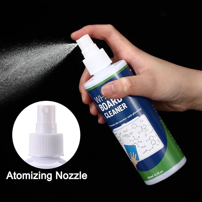 Dansib 12 Pack Whiteboard Cleaner Spray 8.5oz Dry Erase Board Cleaner with 6 Cloths Non Toxic Dry Erase Cleaner Removes Stubborn Marks from Whiteboards