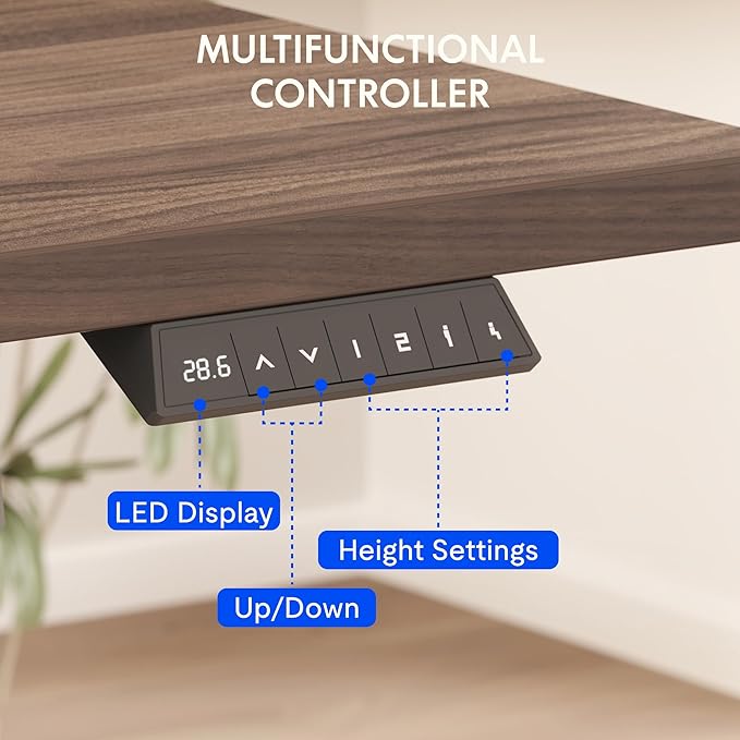 FLEXISPOT EN2 Whole-Piece Standing Desk with Clamp Power Strip, 48 x 24 Electric Stand Up Height Adjustable Desk with Cable Management (Black Frame + 48" Black Walnut Desktop, 2 Packages)
