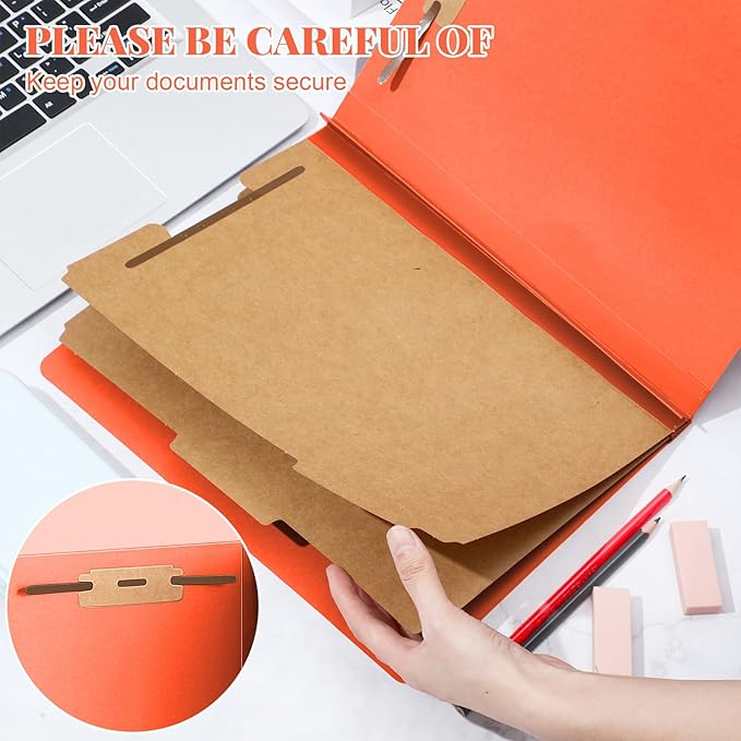 Skyygemm 36 Pcs Classification Folders Letter Size, 2 Divider Pressboard File Folders with 3. 5 Inch Expansion, 2 Prongs Fastener, Heavy Duty Office File Organizers for Teachers, Medical (Orange)