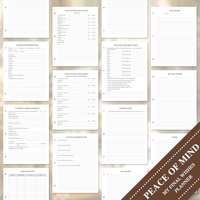 Lanpn End of Life Binder Organizer Death Planner 8.5"x11", Final Wishes & Estate Document Folder with 8 Dividers & 10 Letter Size Binder Pockets, I'm Dead, Now What Life Plan Book When I Die Journal