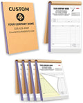 Custom Carbonless Invoice Book with Logo, Personalized Cover & Inner Pages, 2 Part NCR Receipt & Work Order Forms, Easy Tear, Writing Shield for Small Business (2-part [White/Yellow], 10.24*7.48INCH)