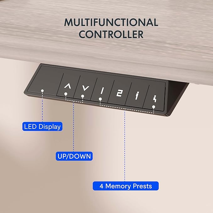 FLEXISPOT EN1 One-Piece Standing Desk with 1-Inch Thick Seamless Desktop, 48"x30" Electric Height Adjustable Desk for Home Office, Multi-Monitor Setups & Easy Assembly, Gray Wood