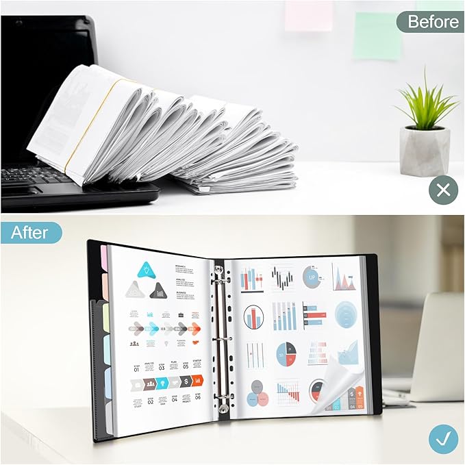 Uquelic 80-Pocket Binder with Plastic Sleeves for Letter/A4 Size(11" x 8.5"), Silver Rose Printed Cover, Document Binder Organizer for Papers, Certificates and Artwork with Macaron PP Divider Pages