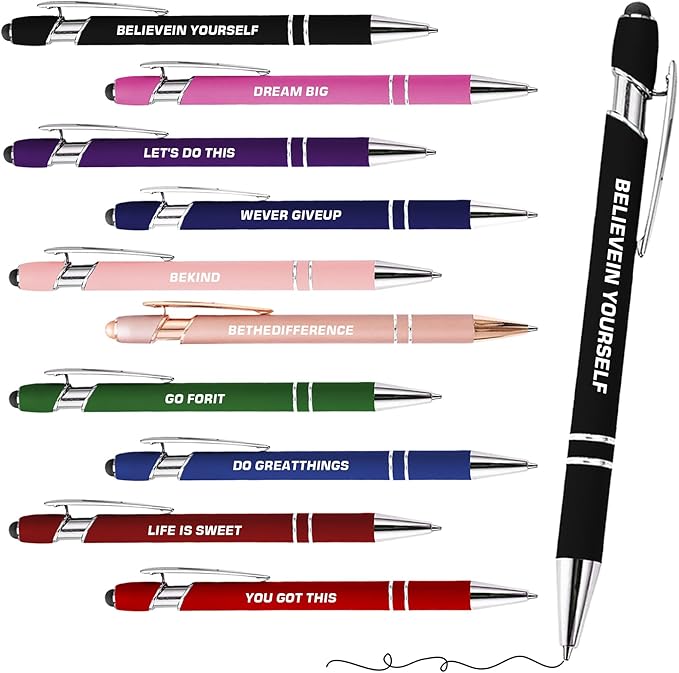 CRME 10pcs Motivational Pens Funny Pens for Adults Positive Affirmation Gifts Funny Office Decor Daily Essentials Suitable as Gifts for Various Parties and Holidays