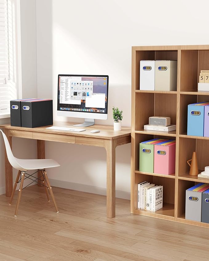 Oterri Cardboard File Organizer Box for Hanging File Folders Letter Size,File Box for Computer Desk,File Cabinet,Working Home,Office,Classroom (Dark Grey, Letter Size - 6 Packs)