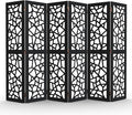 VINGLI 70'' H Room Divider, Non-Woven Fabric Privacy Screen, Indoor Partition Wall Dividers, Freestanding Hinged Space Separator with Modern Unique Pattern (Black, 6 Panel)