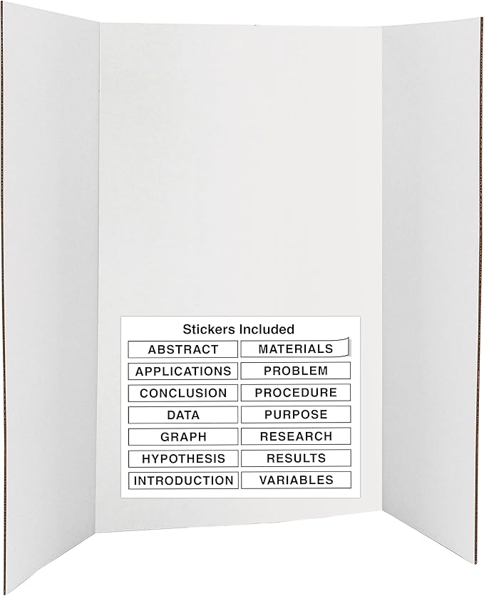 White Tri-Fold Presentation Board 28" X 40" Corrugated Tabletop Display Exhibition Board Lightweight and Portable with Smooth Surface Great for School Projects and Business presentations - by Emraw