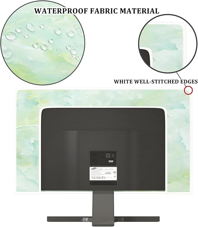 Baocicco Sage Green Marble Waterproof TV Dust Cover 37, 38, 39 Inch Anti-Static Dustproof Abstract Creative Desige Television Accessories TV LCD Screen Texture TV Decoration for Tablet