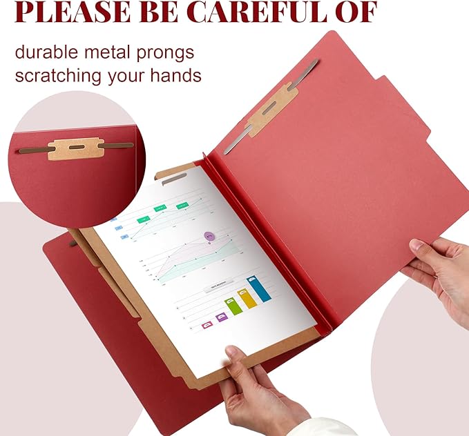 Skyygemm 36 Pcs Classification Folders Letter Size, 3 Divider Pressboard File Folder with Fasteners, Expanding File Organizer Bulk for School Teachers, Office Employee, Coworker, Staff (Red)