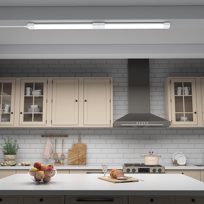 Modlicht Plug in Light Fixtures 2FT 2PCS Linkable 5000K LED Shop Light, Lightweight Under Cabinet Lighting for Kitchen, Bright Overhead Light for Garage Workbench Bedroom Bathroom, Triproof, 18W