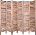 Giantex 6 Panel Wood Room Divider, 5.6 Ft Tall Folding Freestanding Partition Privicy Room Dividers Screen for Home, Office, Restaurant, Bedroom (Brown)