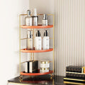 JANUS LiANG 3-Tier Corner Bathroom Organizer Countertop for Storage，Counter Tray and Vanity Organizer，Plastic Counter Organizer for Kitchen, Bathroom, Dresser 10.6 inches (Gold Orange)