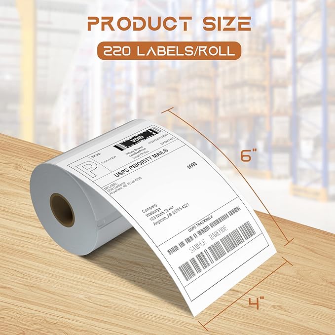 MFLABEL 4x6 Direct Thermal Shipping Labels - 2 Rolls, 220 Labels/Roll, Perforated Postage Paper with Alignment Hole, Compatible with 4XL LabelWriter 1744907 & 1755120, Rollo for USPS, UPS