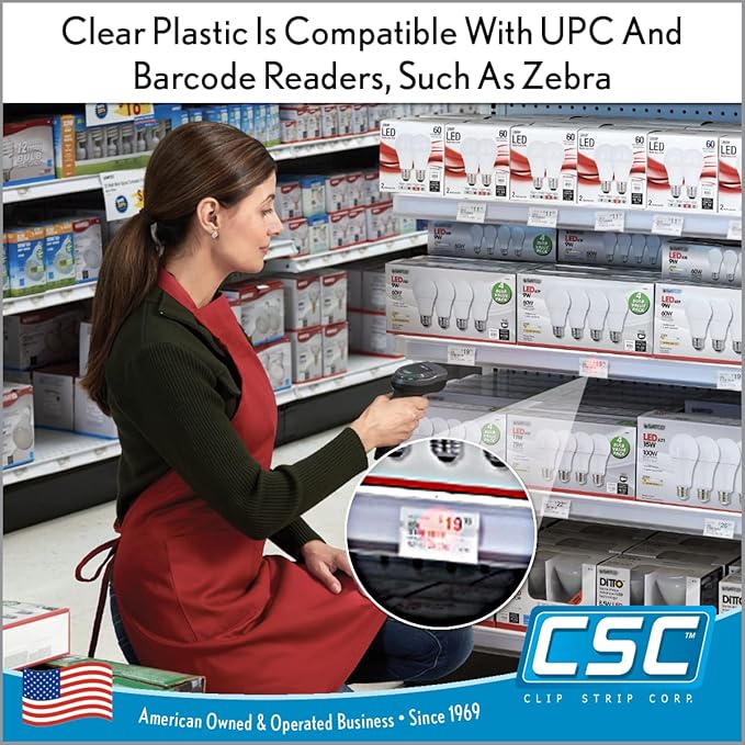 Clip Strip Corp. Price/Data Channel Label Holder Chips, Clear Plastic Tags, 4" L x 1.25" H, 7.5 Mil Thick, Gondola Shelf Edge, Reusable, Made for Point of Purchase Shelf Molding (250)