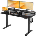 Claiks Electric Standing Desk with 2 Drawers, Adjustable Standing Desks with Storage, Height Adjustable Stand up Desk for Home Office with 2 Hooks,55 Inch Black