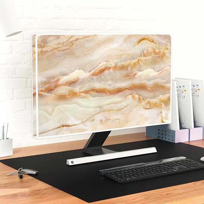 Baocicco Abstract Waterproof TV Screen Cover with Marble Design Aesthetic Television Covers for Xmas Decoration Anti-Static Dustproof Protective Cover for LED LCD OLED TVs 75 Inch