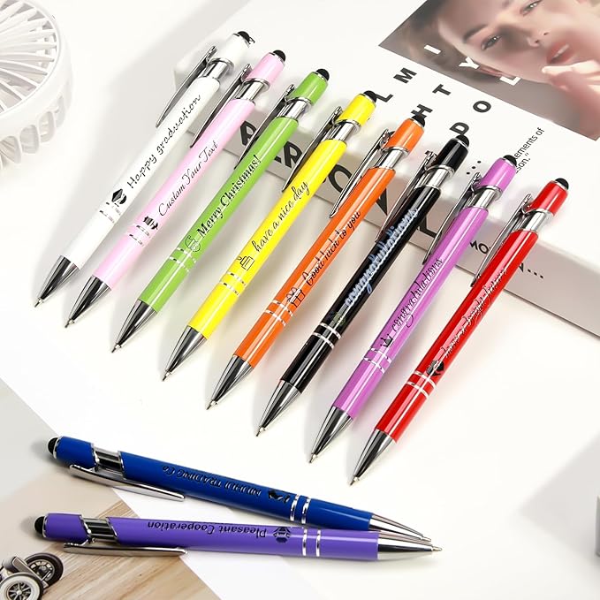 ENOMY Personalized Pens Bulk Free Engraved with Logo/Name/Message Black Ink Custom Pens Customized Stylus Ballpoint Pens Ideal Gifts for Business Anniversary (60)