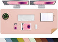 Large Desk Mat -47.2" x 17.5" Leather Desk Pad Protector with Natural Cork & PU Leather, Non-Slip Office Desk Mat, Double-Sided Mouse Pad, Waterproof Large Desk Pad for Office&Home(Pink)