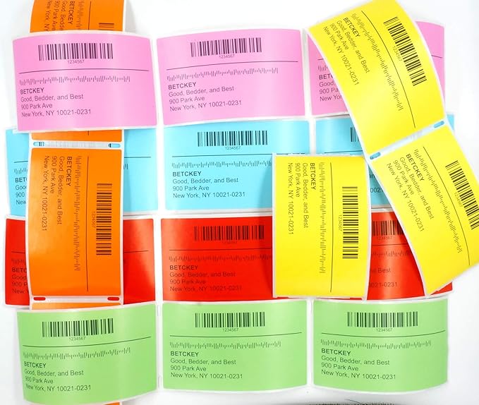 BETCKEY - 3" x 3" Multipurpose & Large Square Labels Compatible with Zebra & Rollo Label Printer,Premium Adhesive & Perforated[Pink, 6 Rolls, 3000 Labels]