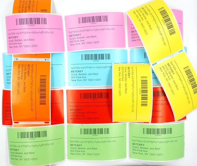 BETCKEY - 2.25" x 1.25" UPC Barcode & Multipurpose Labels Compatible with Zebra & Rollo Label Printer,Premium Adhesive & Perforated[Green, 6 Rolls, 6000 Labels]